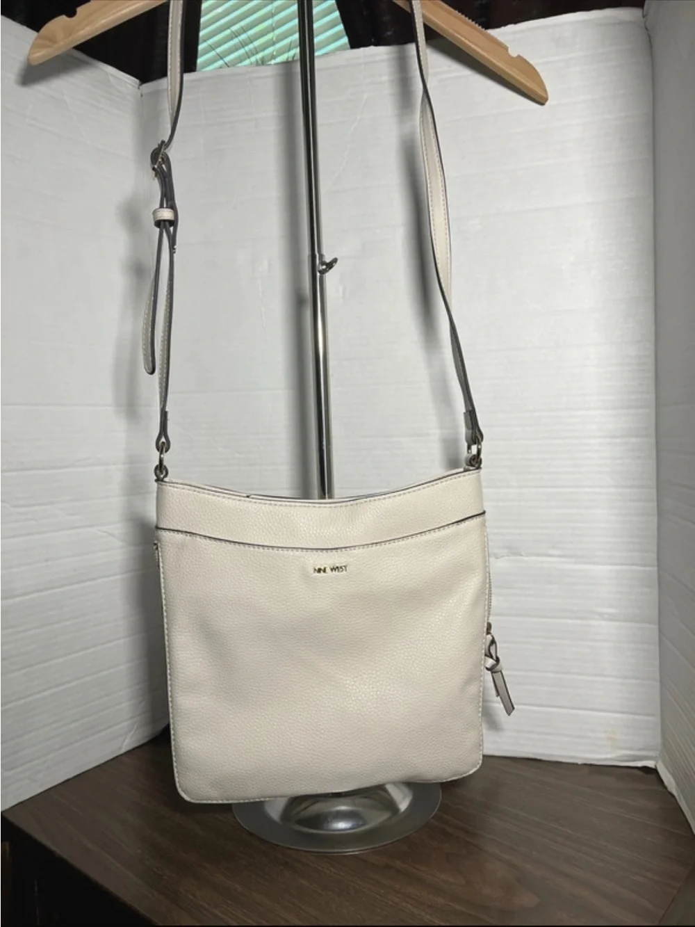 Nine West Cream Crossbody Shoulder Bag with Adjustable Strap